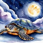 Schildkröte unter Mond und Sternenhimmel gemalt