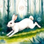 Springender Hase im magischen Wald