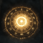 Leuchtendes mystisches Symbol an einer Wand